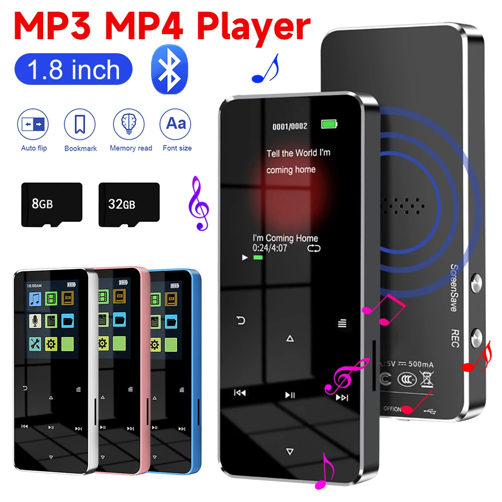 Audio Music Recorder - 1.8인치 TFT MP3 플레이어 터치스크린 블루투스