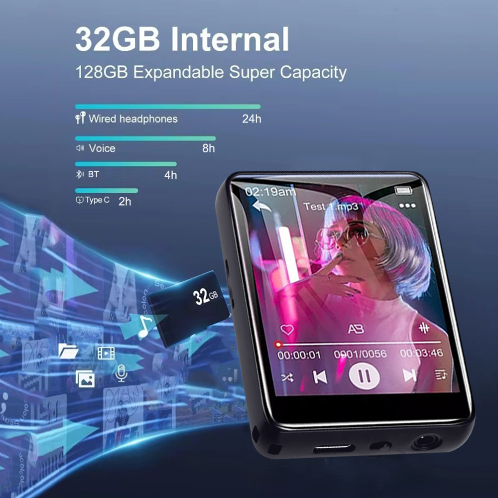 128GB 2.4 인치 터치 스크린 블루투스 5.4 M - Audio Music Recorder 리뷰 및 가격