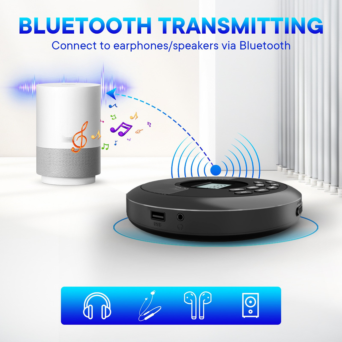 휴대용 CD 디스크 머신 MP3 USB 드라이브 블루투 - Audio Music Mp3 Song 리뷰 및 가격