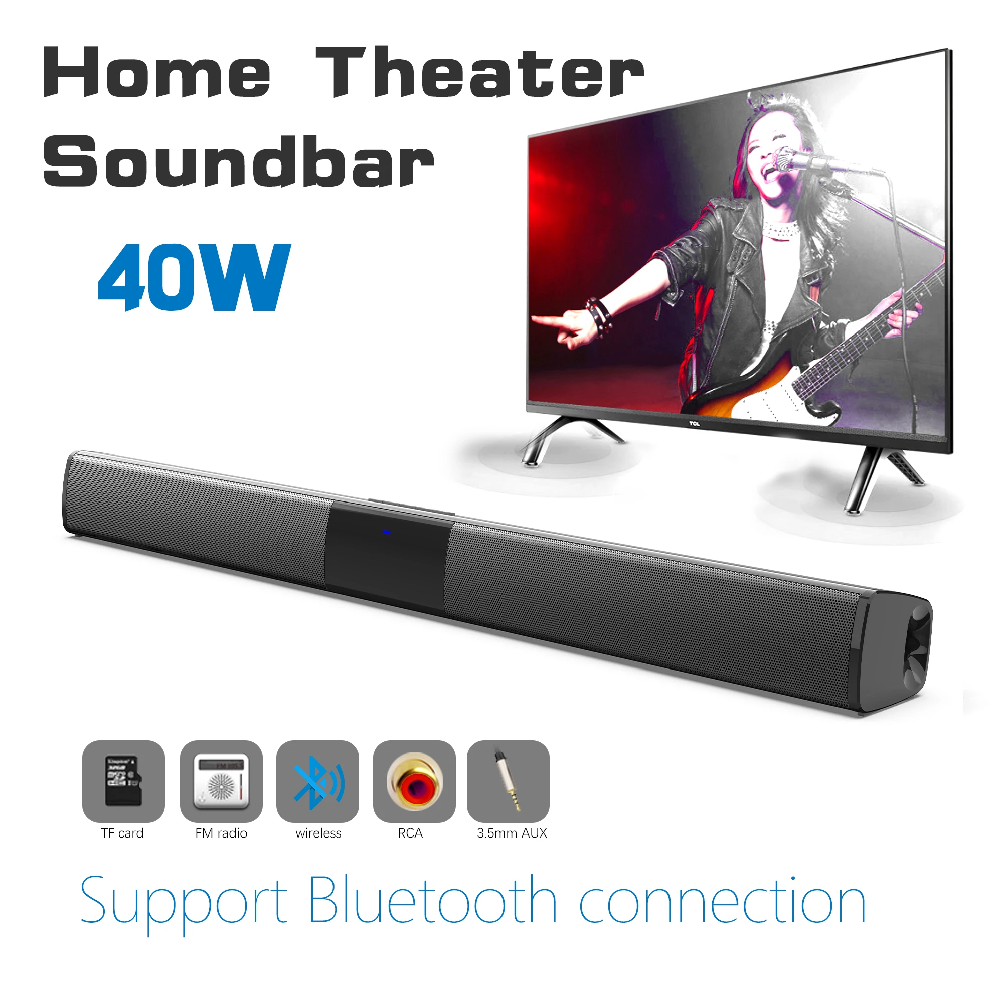 TV 컴퓨터 용 40W 고출력 사운드 바 무선 블루투스 - Audio Music Center 리뷰 및 가격