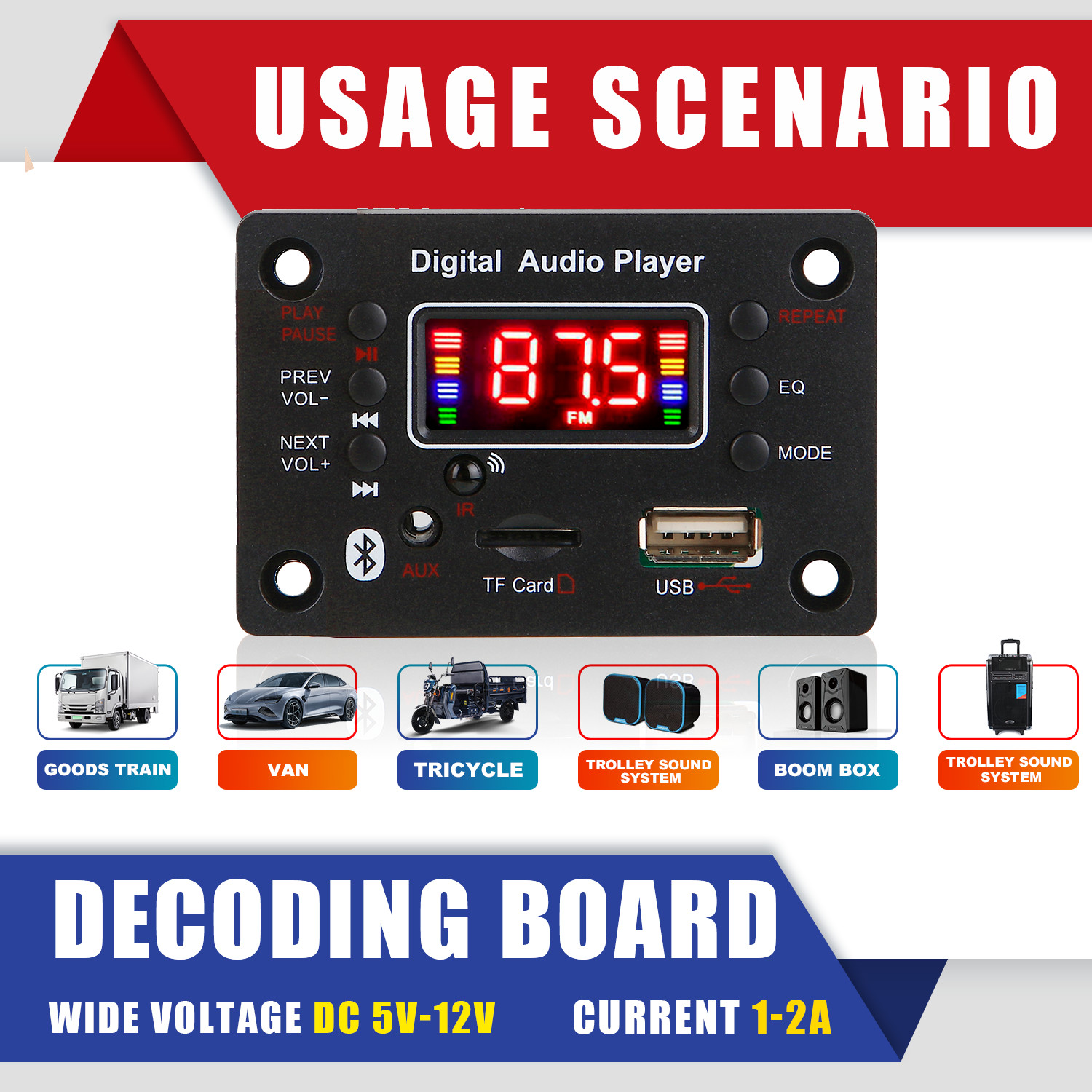 12V 무선 핸즈프리 블루투스 5.0 MP3 WMA 디 - Audio Music Recorder 리뷰 및 가격